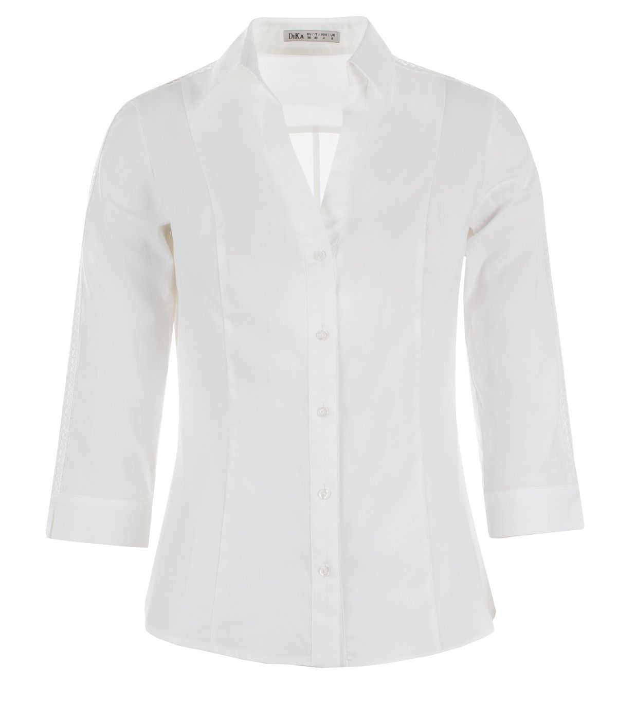 Fitted cotton shirt with ¾ sleeves 0